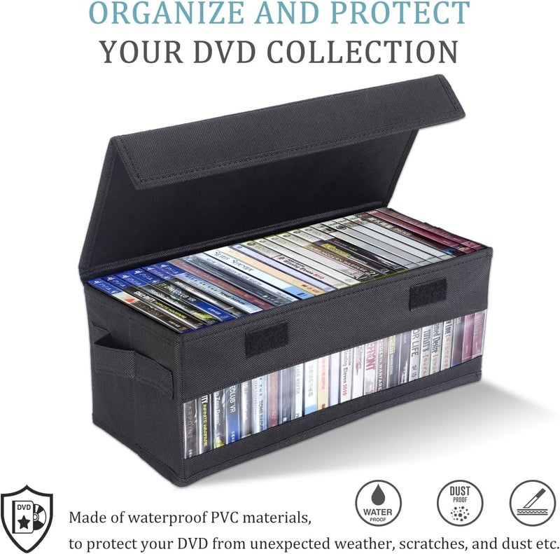 CCidea CD Storage Boxes - Pack of 2 CD Cases - 14" x 5.9" x 5.3" Disc Holders with Lids & Visual Window, Holds Up to 32 CDs in full jewel cases, 65 CDs in slim cases, and 180 discs in CD sleeves - Image 3